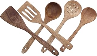 Natural Wooden Cooking Utensil Set with Ladle and Spoons