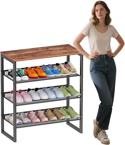 4-Tier Metal Shoe Rack for Closet, 25.2x11.8in