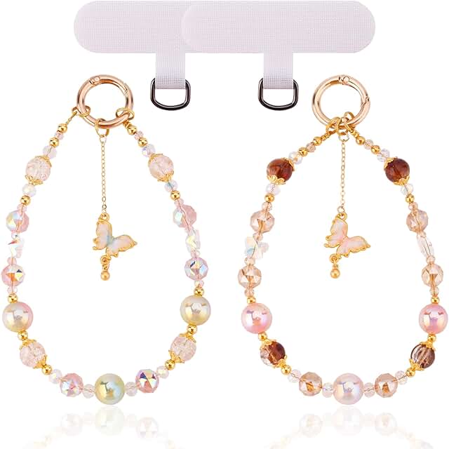 Two Butterfly Beaded Phone Charm Straps