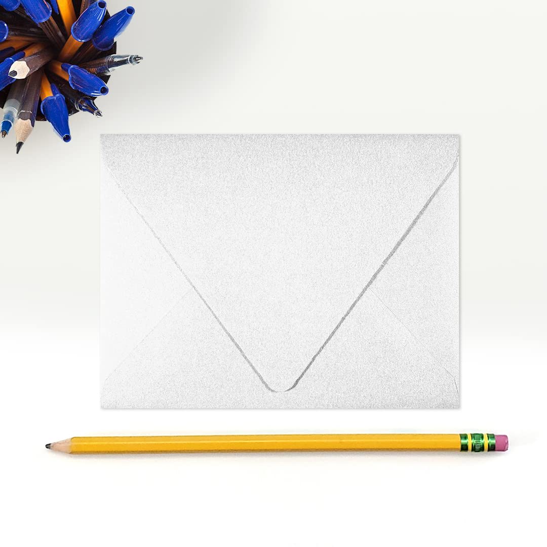 A2 Contour Flap Invitation Envelopes, Crystal Metallic, 50 Pack