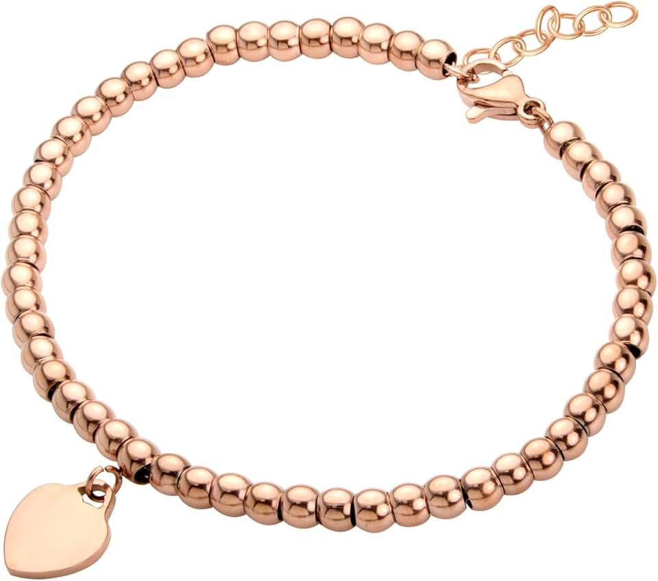 Women's Stainless Steel Heart Beaded Bracelet