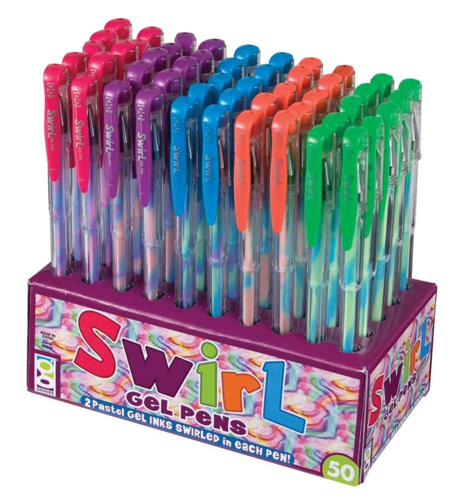 Pack of 50 Multicolored Swirl Gel Pens