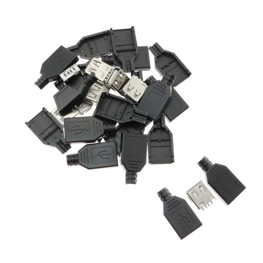 10-pack USB 2.0 Type A Female Connectors with Black Cover