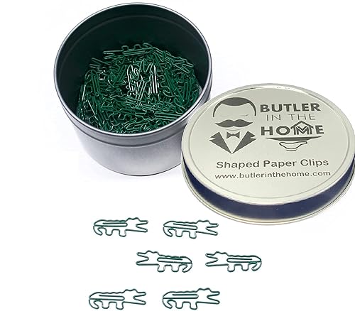 Alligator-Shaped Paper Clips in Tin, 100 Pack