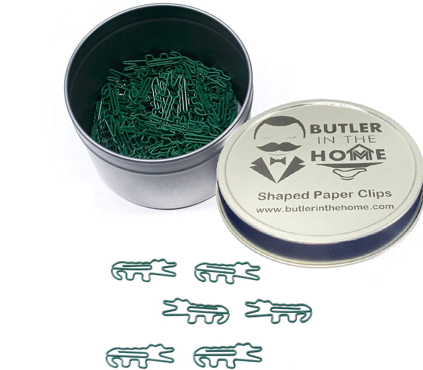 Alligator-Shaped Paper Clips in Tin, 100 Pack