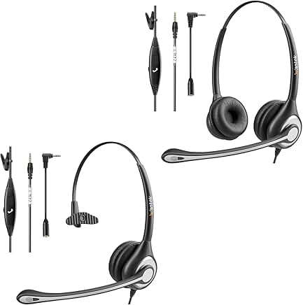 Binaural/Single Phone Headset with Microphone and Noise Cancelling