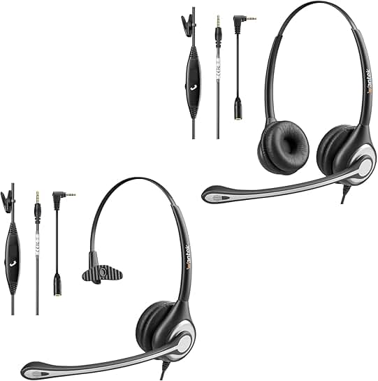 Binaural/Single Phone Headset with Microphone and Noise Cancelling
