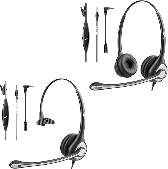 Binaural/Single Phone Headset with Microphone and Noise Cancelling