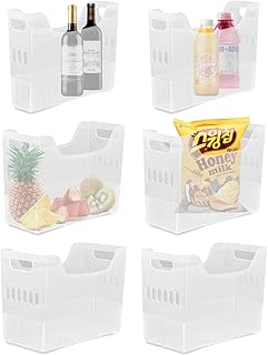 Six Plastic Freezer Organizer Bins with Wheels