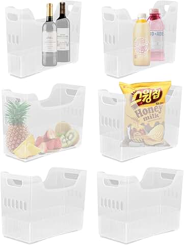 Six Plastic Freezer Organizer Bins with Wheels