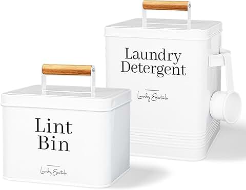 Two Laundry Bin and Detergent Container Set