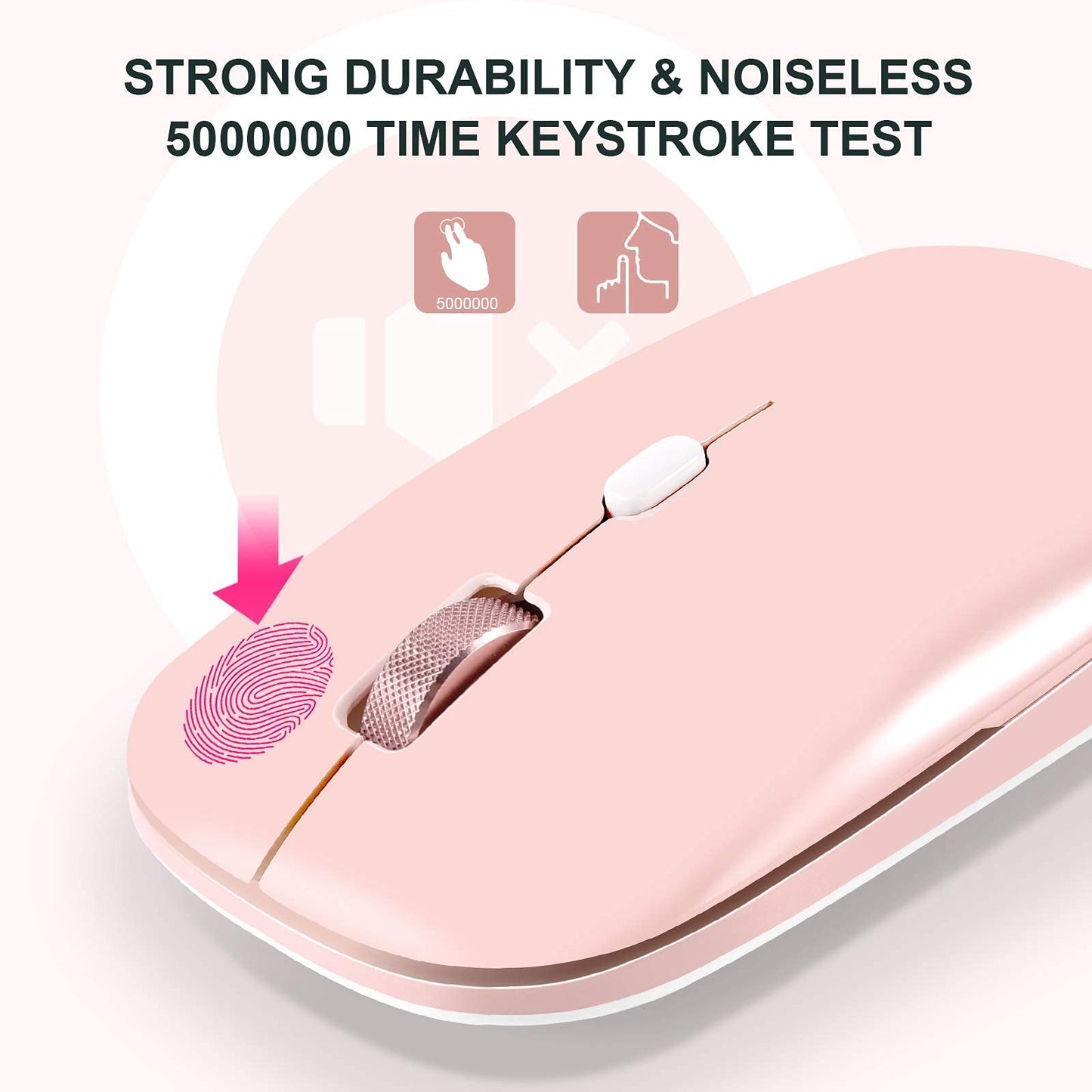Wireless Mouse, 2.4G Slim Silent Cordless Mouse with USB Receiver, 3 Adjustable DPI Portable Optical Wireless Computer Mice for Laptop, PC, Notebook, Computer, Deskbtop, MacBook - (Pink)