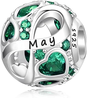 Sterling Silver Infinity Heart Birthstone Charm for Women