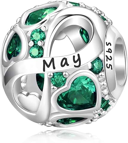 Sterling Silver Infinity Heart Birthstone Charm for Women