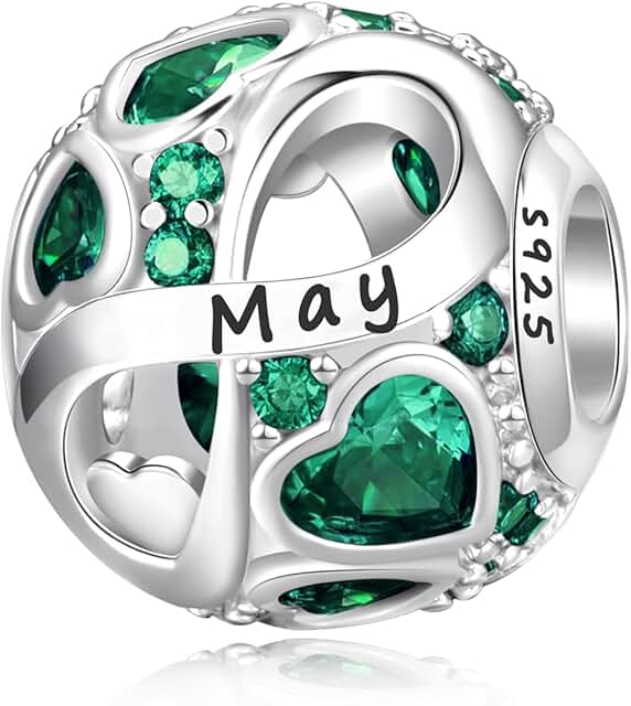 Sterling Silver Infinity Heart Birthstone Charm for Women