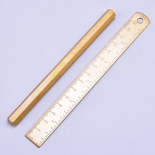 Solid Brass Pocket Ballpoint Pen with Ruler