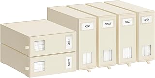 Six Foldable Bed Sheet Storage Boxes with Windows and Labels