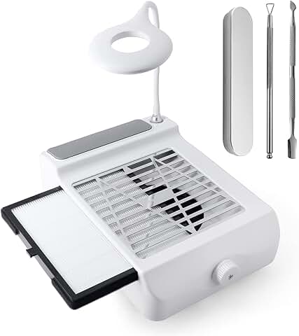 Nail Dust Collector with Lamp and Pusher