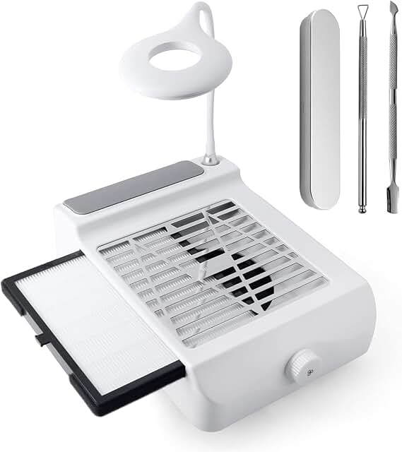 Nail Dust Collector with Lamp and Pusher