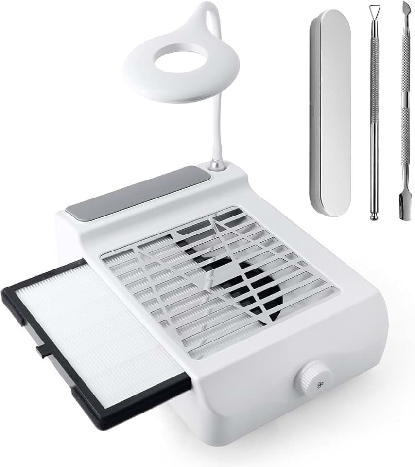 Nail Dust Collector with Lamp and Pusher
