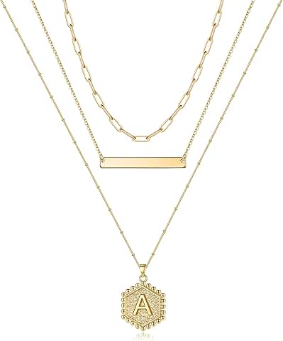 Gold Layered Initial Necklace for Women