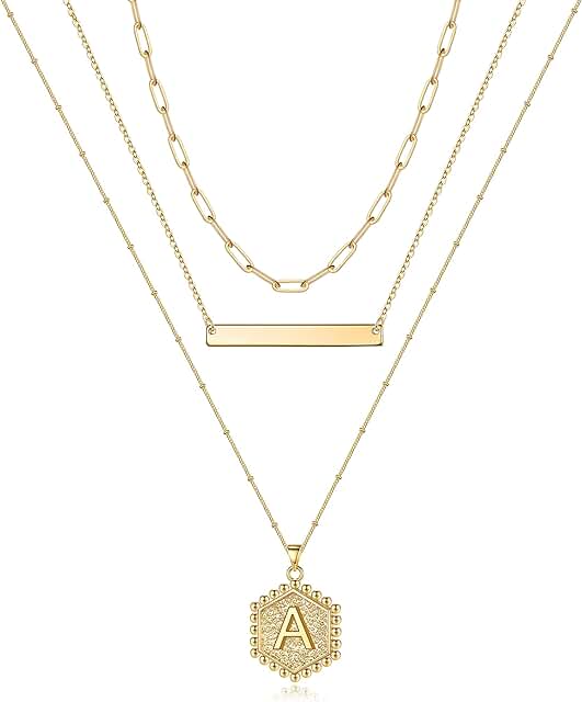 Gold Layered Initial Necklace for Women