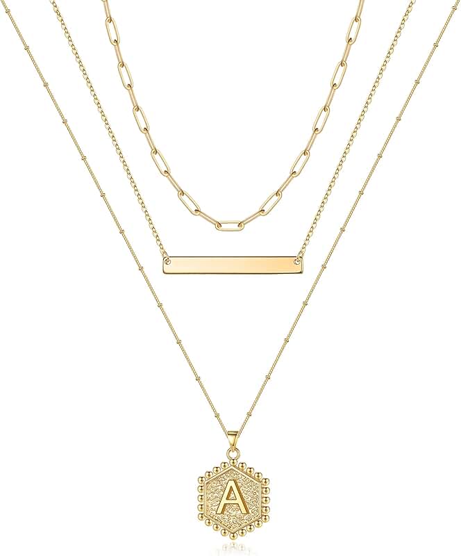 Gold Layered Initial Necklace for Women