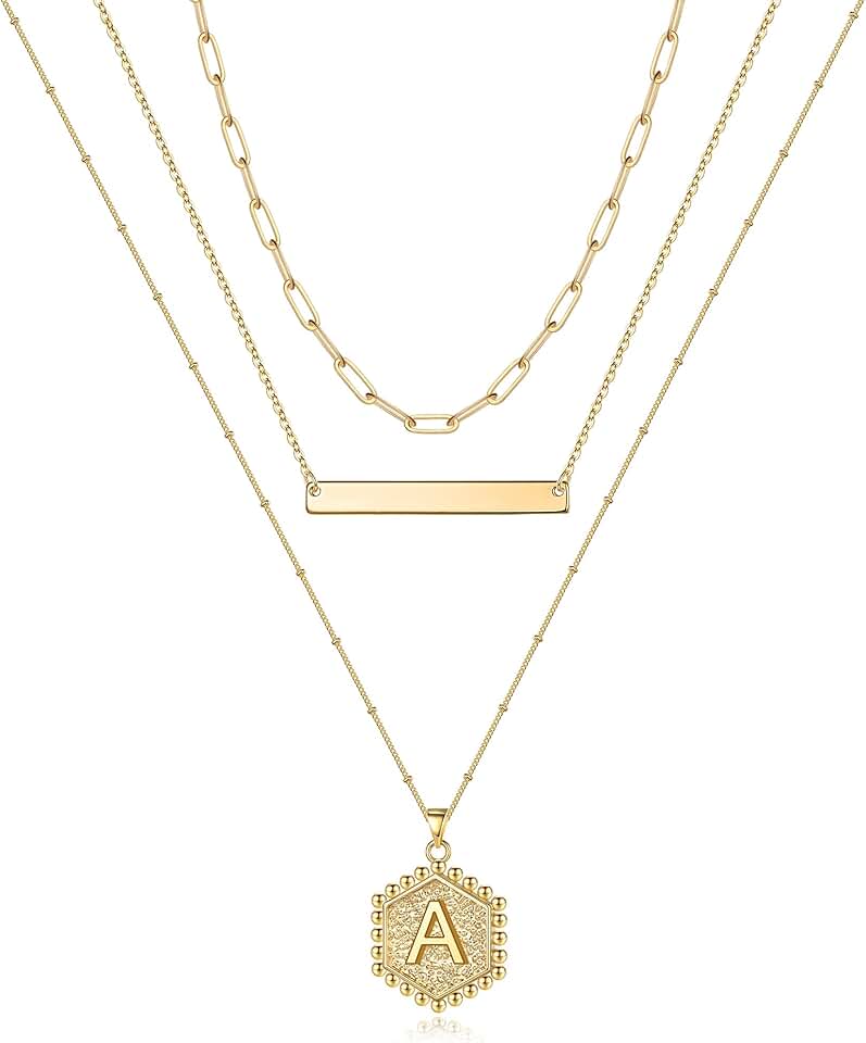 Gold Layered Initial Necklace for Women