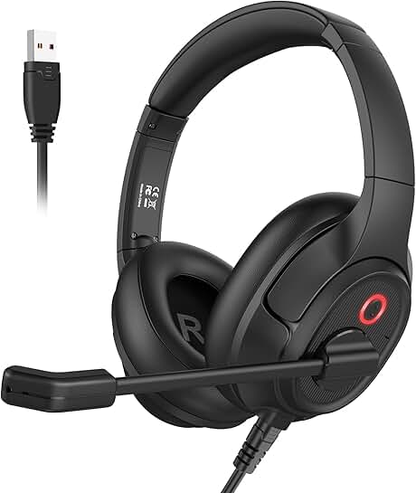 Wired PC Headset with Microphone and Noise Cancellation