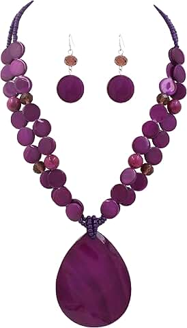 Colorful Teardrop Pendant Necklace Set for Women