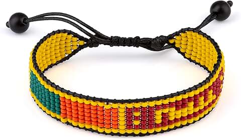 Adjustable Sri Lanka Flag Beaded Rope Bracelet