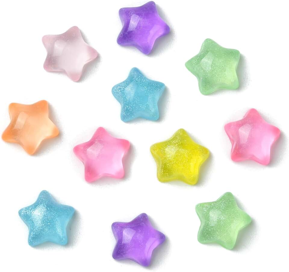200 Resin Star Charms for Crafts and Scrapbooking