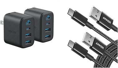 2-Pack 10FT USB A to USB C Cables and 4-Port Wall Adapter