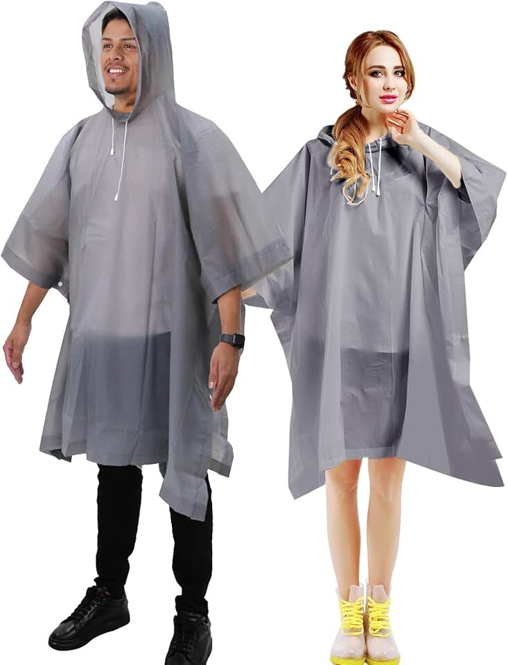 Adult Reusable Hooded Rain Ponchos, 2 Pack