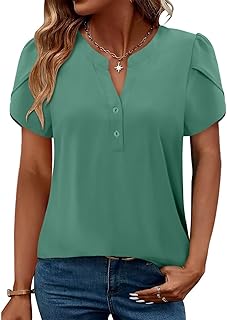 Women's Short Sleeve Pleated Casual Dressy Top