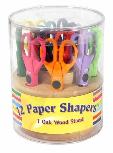 Decorative Paper Scissors with Oak Stand Set