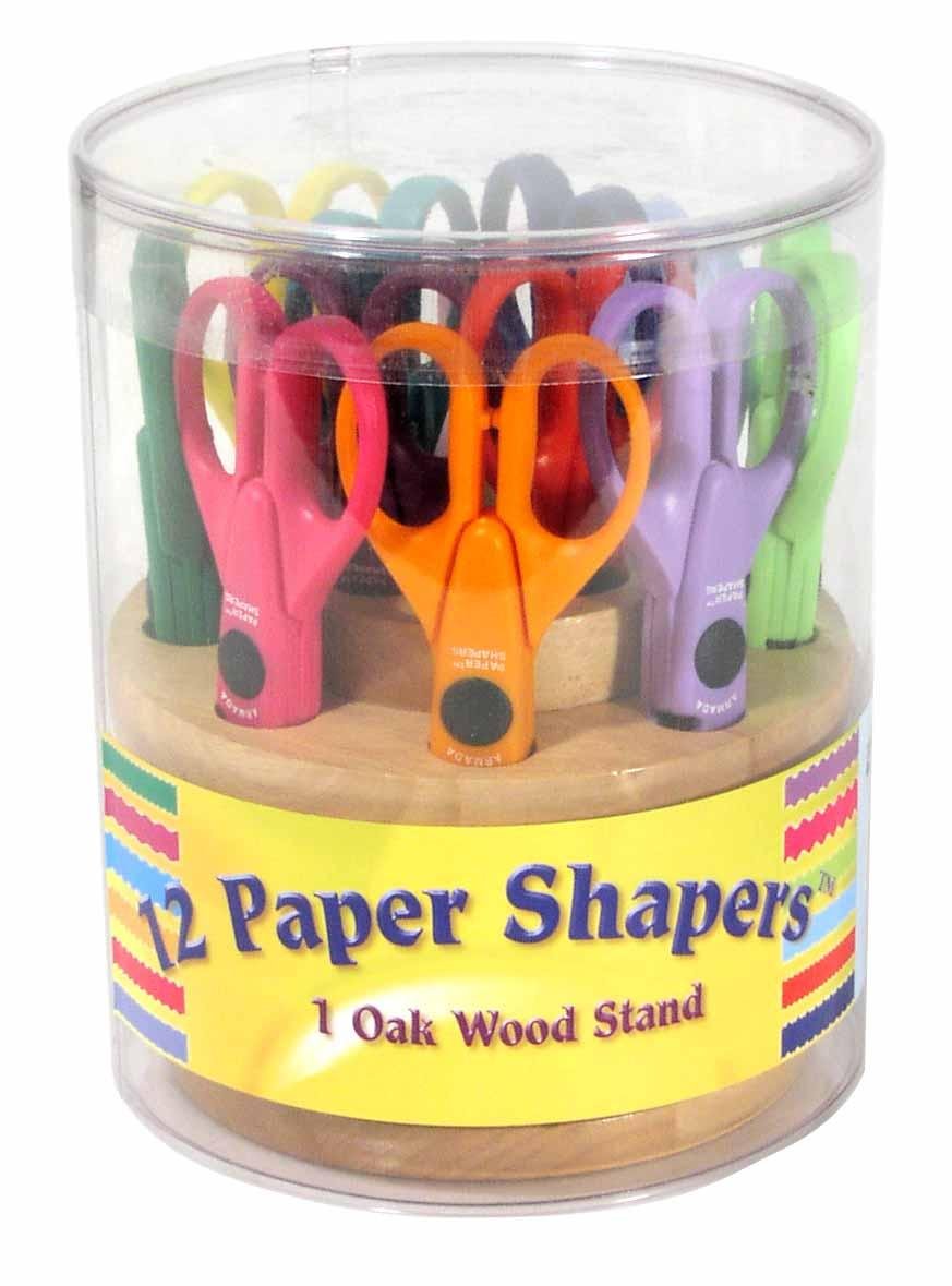 Decorative Paper Scissors with Oak Stand Set