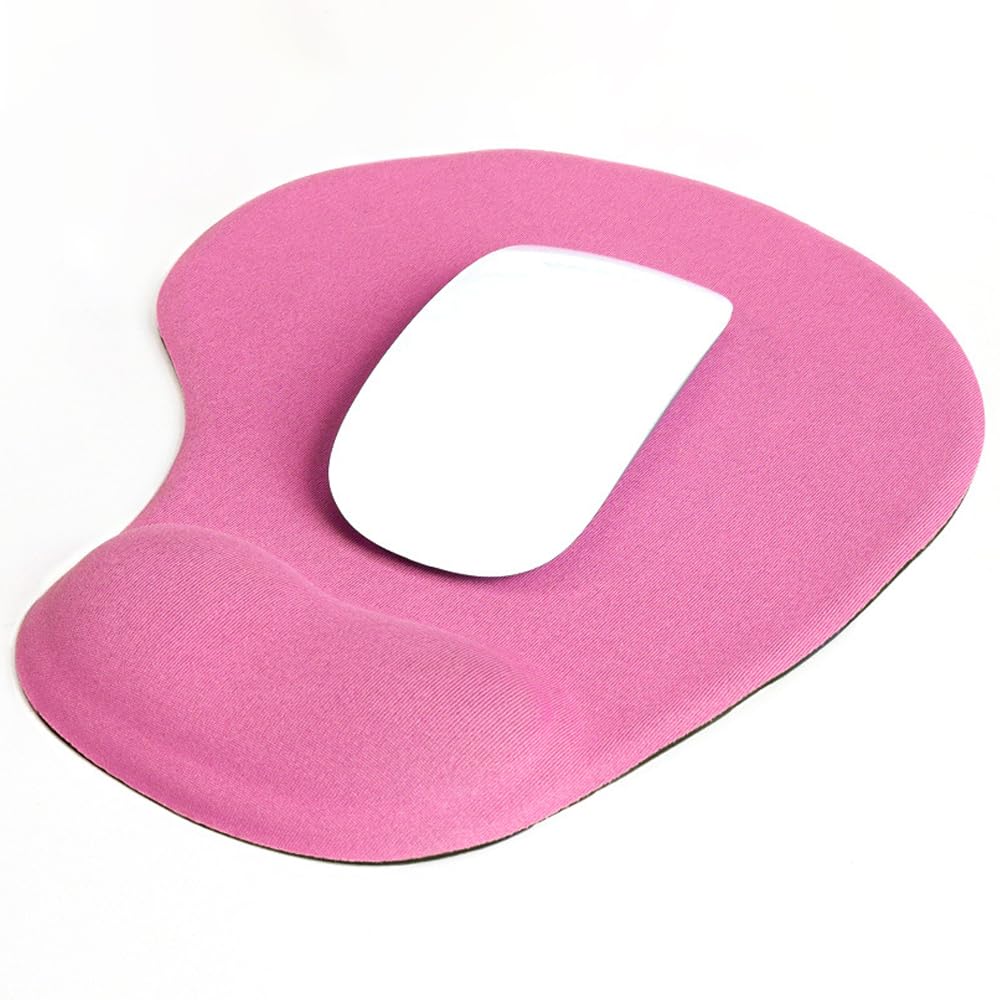 Pink ergonomic mouse pad with wrist support