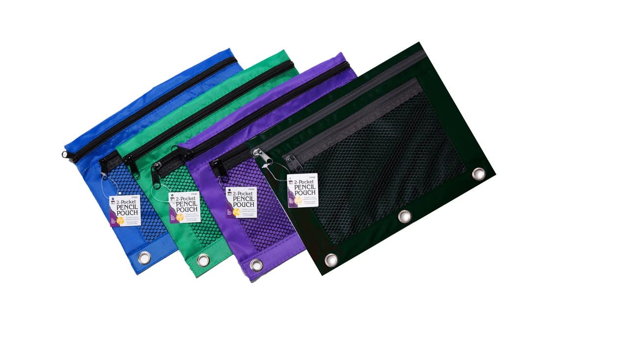Pencil Pouch with 2 Pockets and Mesh Front