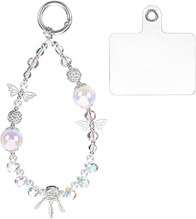 Pink Crystal Beaded Phone Wrist Strap Charm