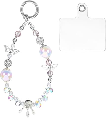 Pink Crystal Beaded Phone Wrist Strap Charm