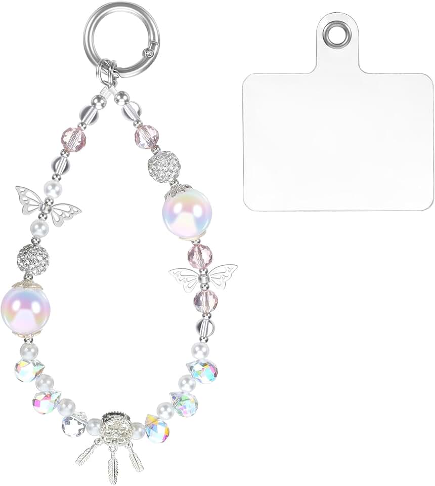 Pink Crystal Beaded Phone Wrist Strap Charm