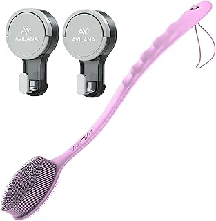 Long Handle Silicone Body Scrubber with Suction Hooks