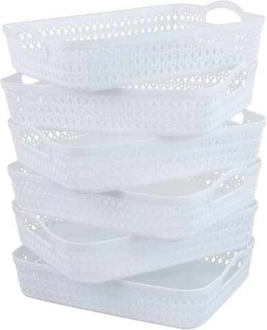 Set of 6 White A4 Paper Storage Baskets