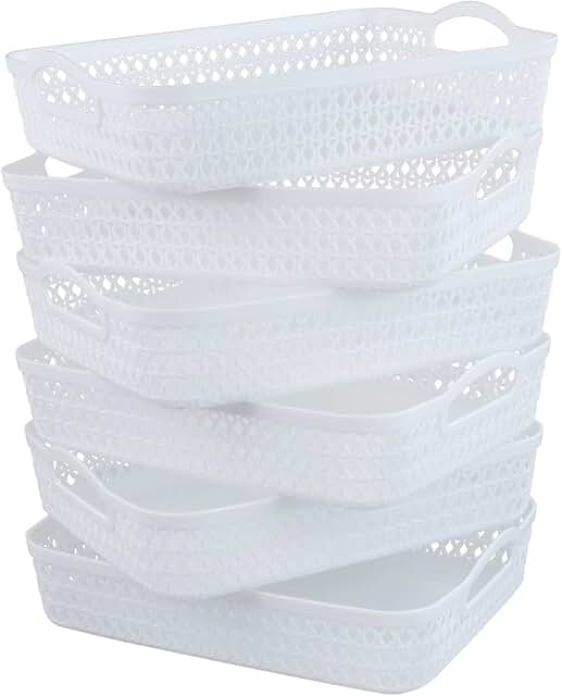 Set of 6 White A4 Paper Storage Baskets