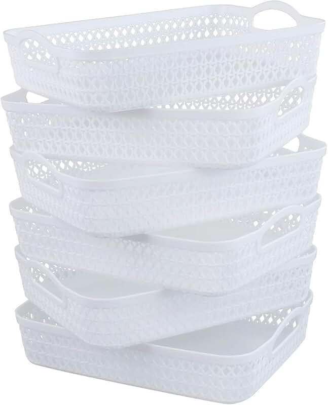 Set of 6 White A4 Paper Storage Baskets