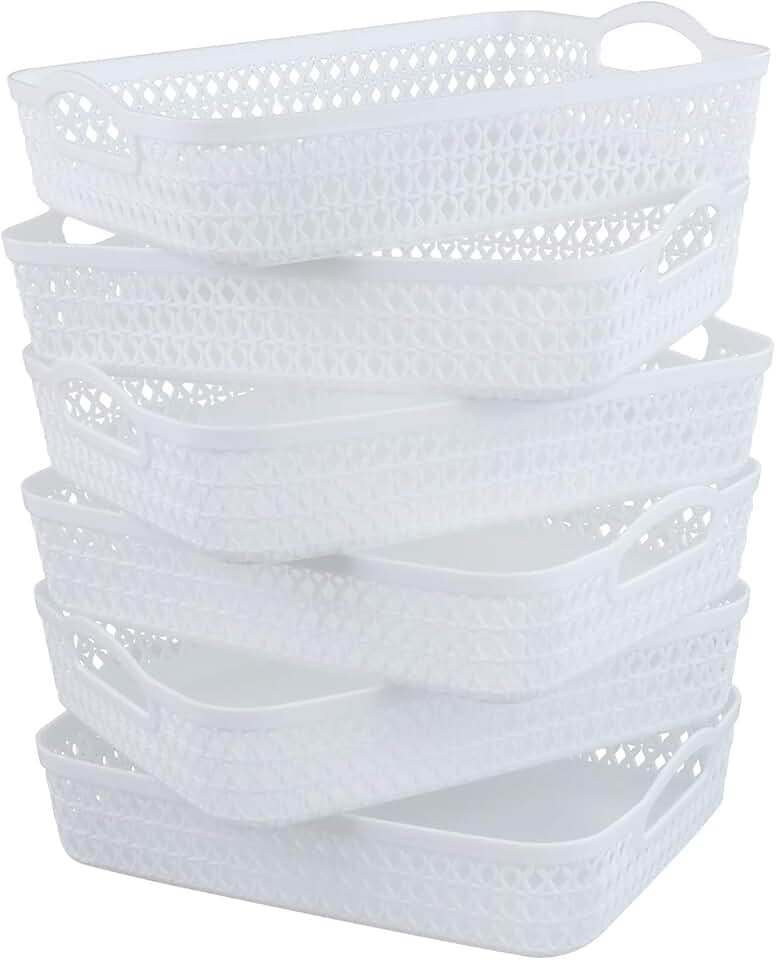 Set of 6 White A4 Paper Storage Baskets