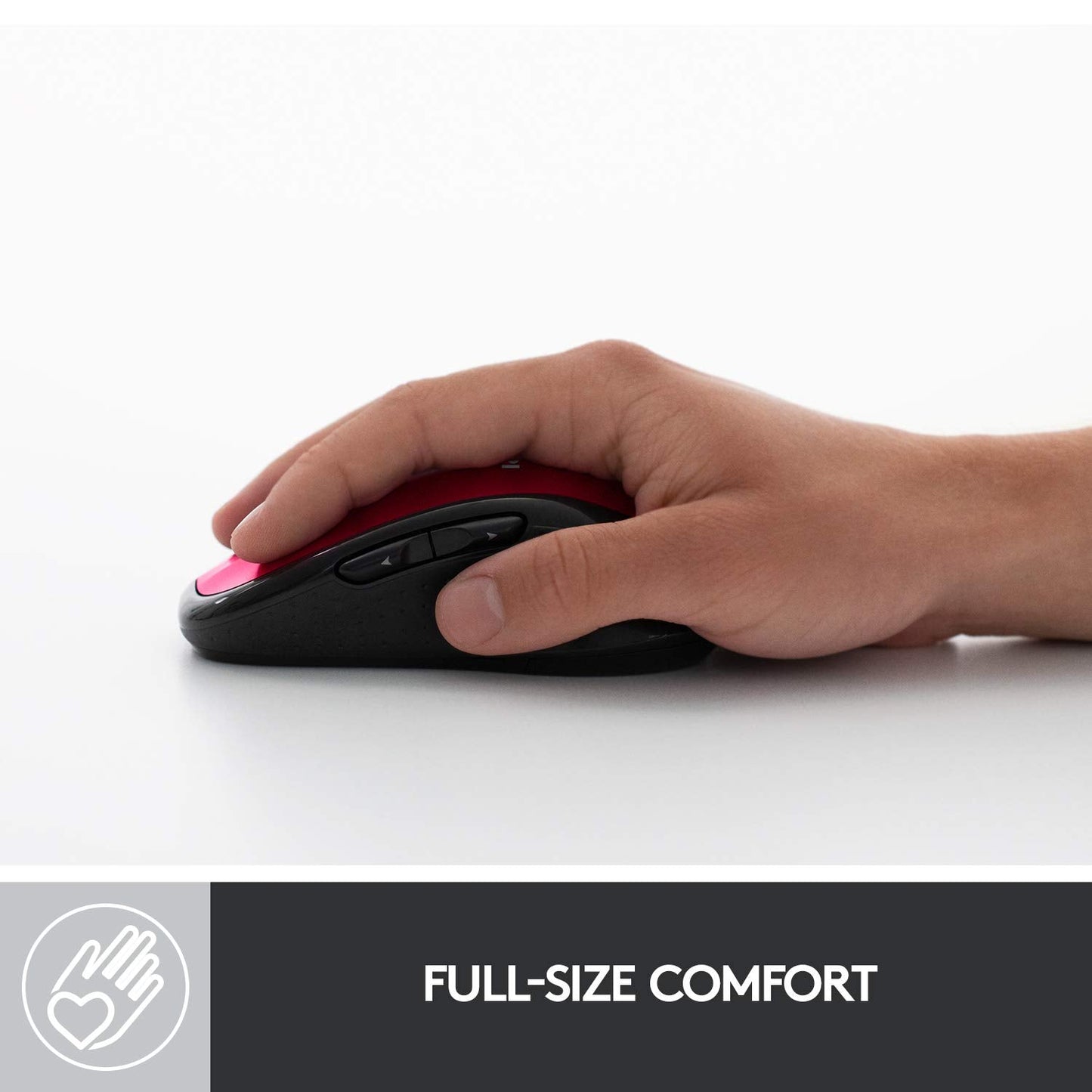 M510 Wireless Computer Mouse - Comfortable Shape with USB Unifying Receiver, with Back/Forward Buttons and Side-to-Side Scrolling - Red
