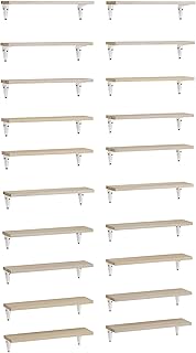 Set of 20 natural wood wall shelves, 17"x4.5"