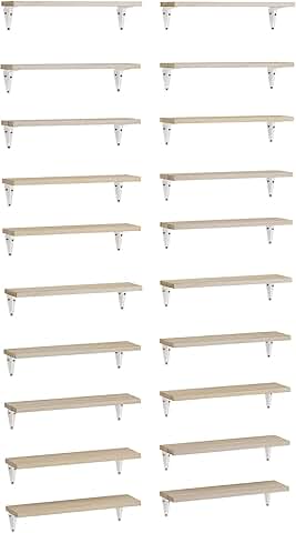 Set of 20 natural wood wall shelves, 17"x4.5"